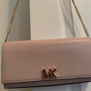 Michael Kors Blush Pink Leather Mott Chain Clutch